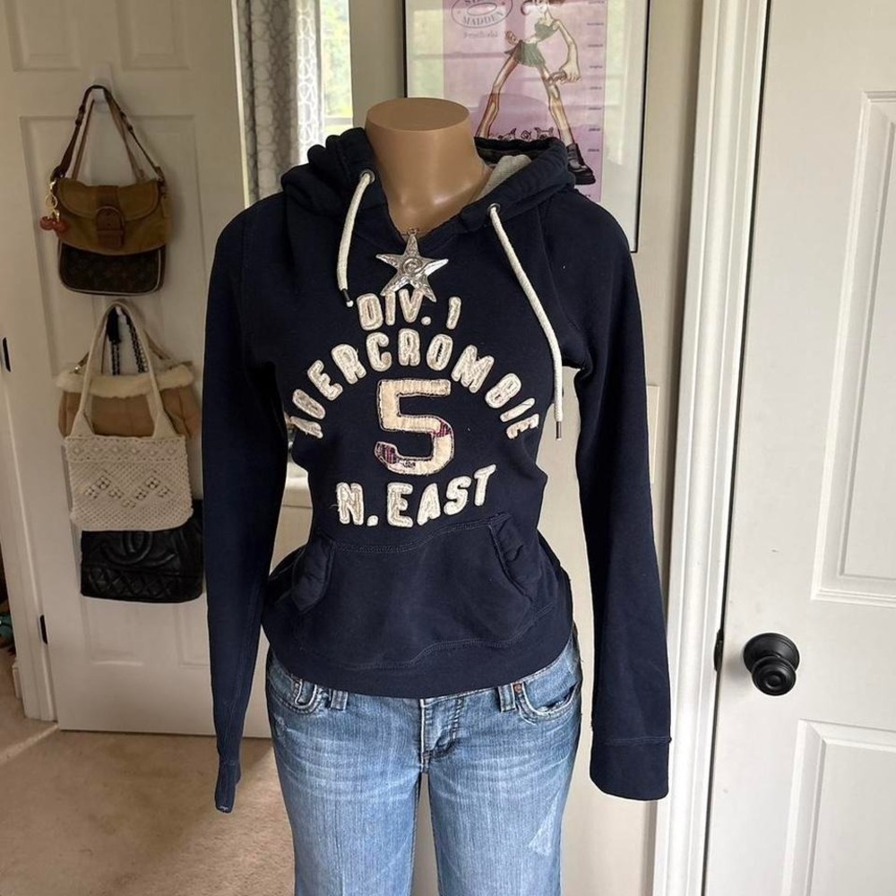y2k 2000s abercrombie spellout navy hoodie